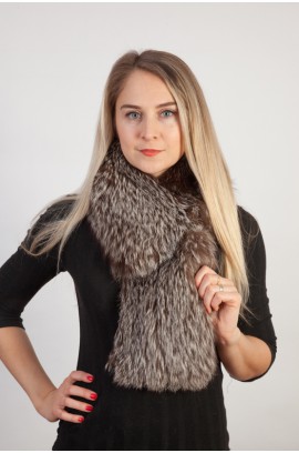 Silver fox fur scarf-collar